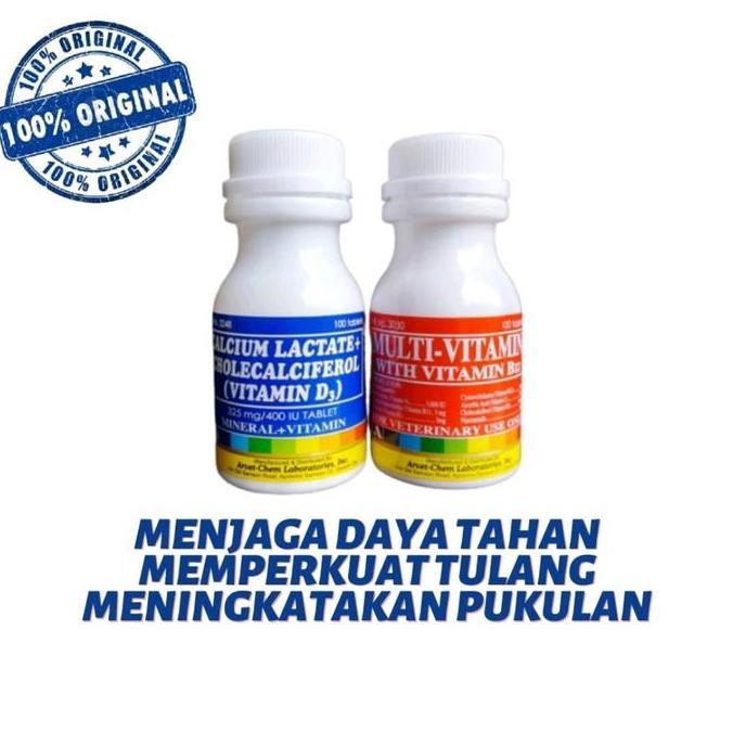 MULTIVITAMIN AYAM & CALCIUM LACTATE OTOT STAMINA AYAM IMPORT KALSIUM