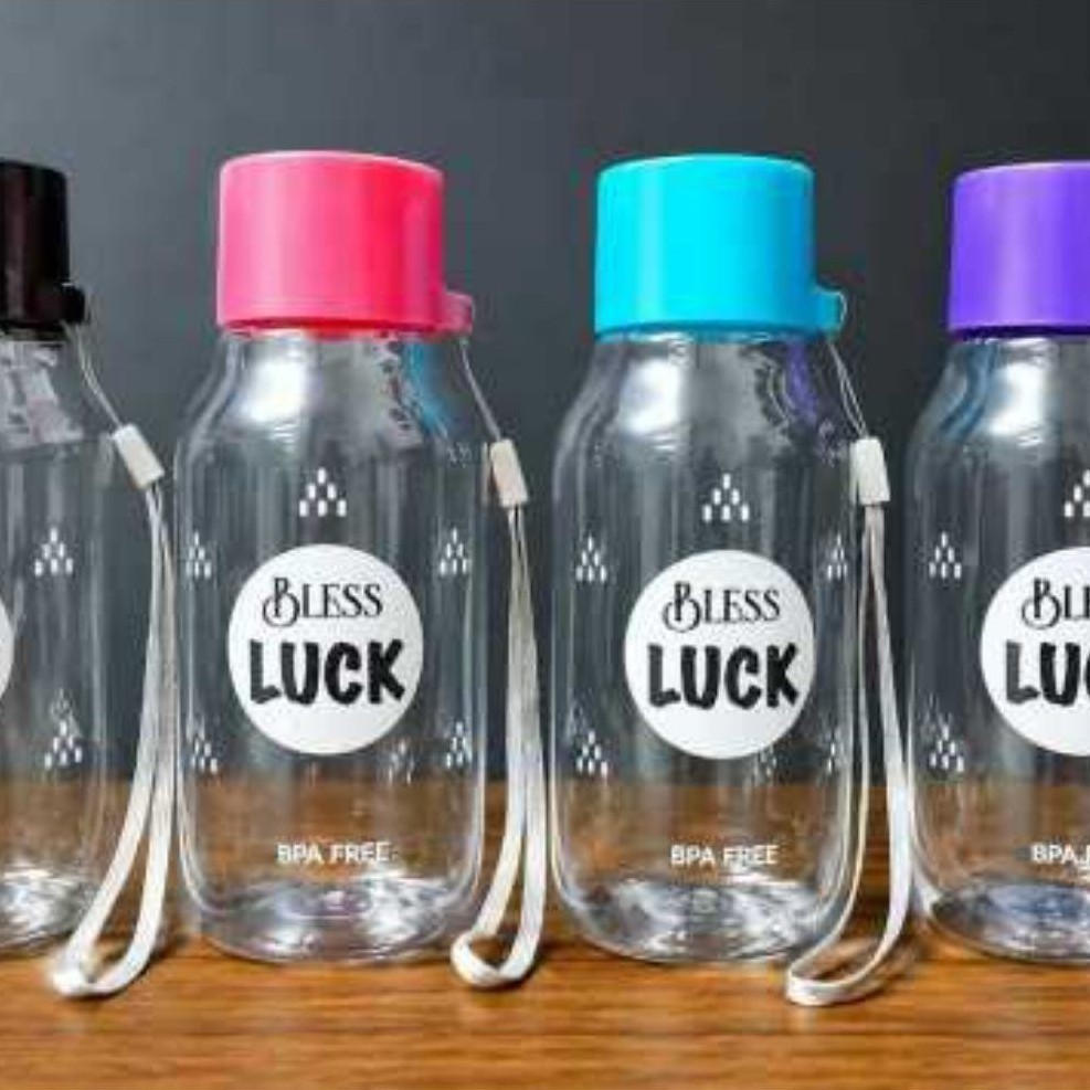 Botol Minum Plastik Unik Bless Luck 350ml