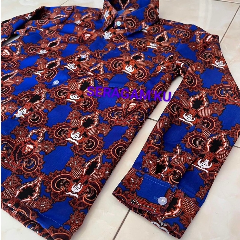 Batik SMP Negeri/Batik SMP nasional/Seragam Batik SMP Motif Sisingaan Biru