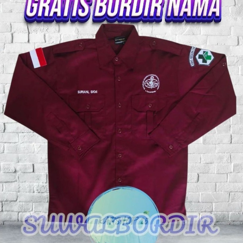KEMEJA IAKMI LENGAN PANJANG TERBARU SERAGAM PDH IAKMI ATASAN BAJU KEMEJA KERJA IAKMI KEMEJA BORDIR I