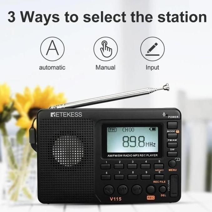 RETEKESS V115 - Portable AM FM Digital Radio with MP3 Player