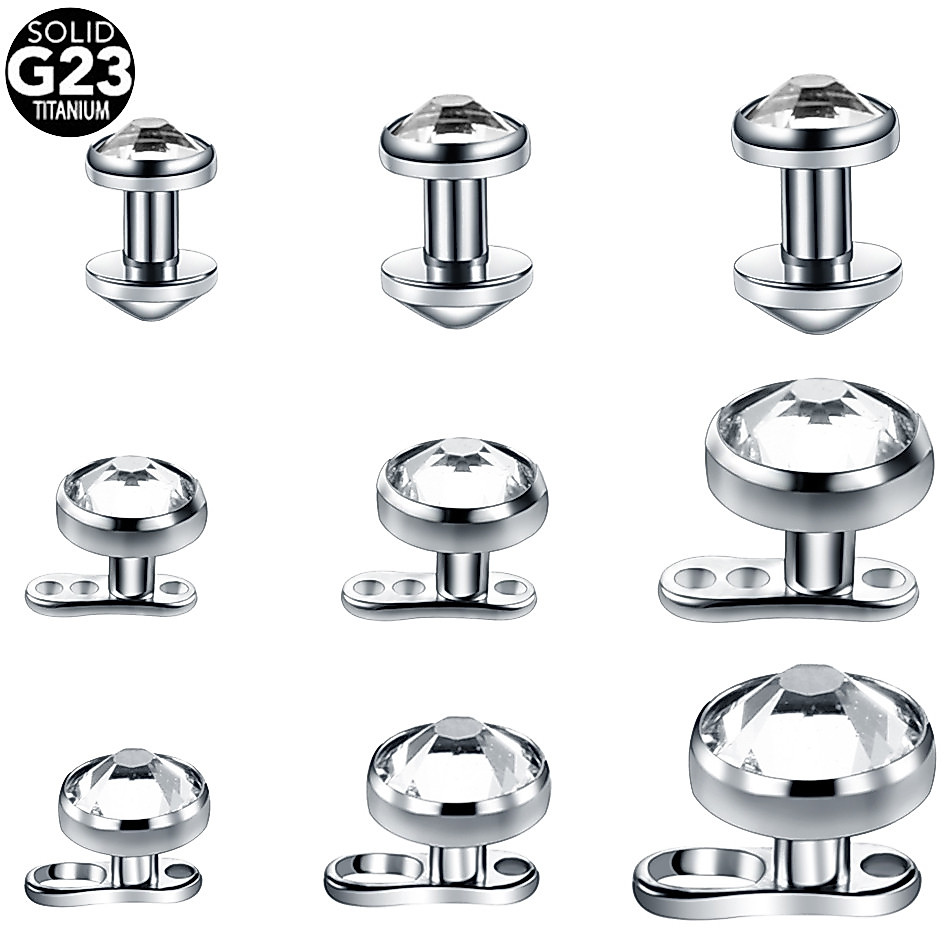 20pcslot G23 Titanium Micro Dermal Anchor Top Set with Base Dermal Piercing Hide in Skin Dermal