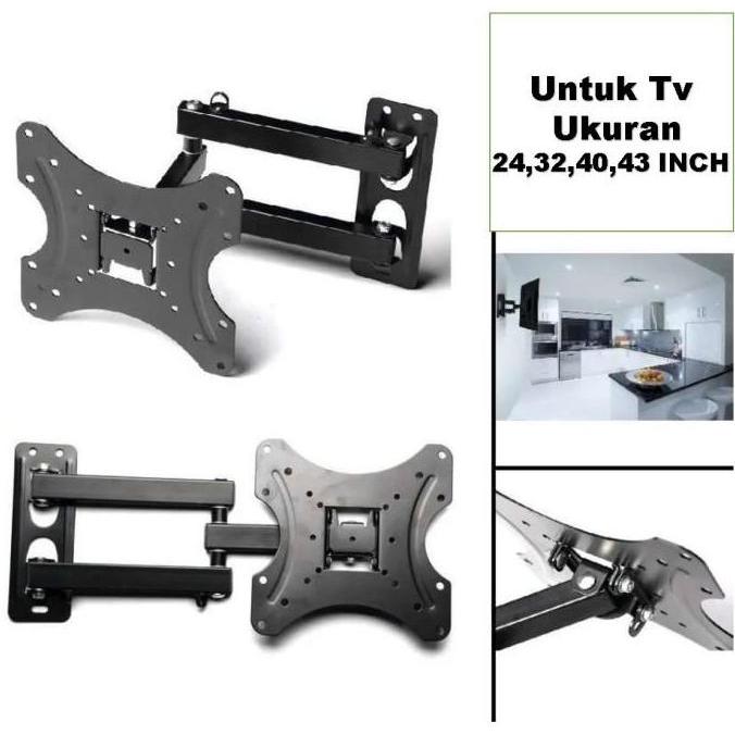 Bracket Tv Led Lcd 32-43 Inch Braket Breket Tarik Ulur Putar 14-43''