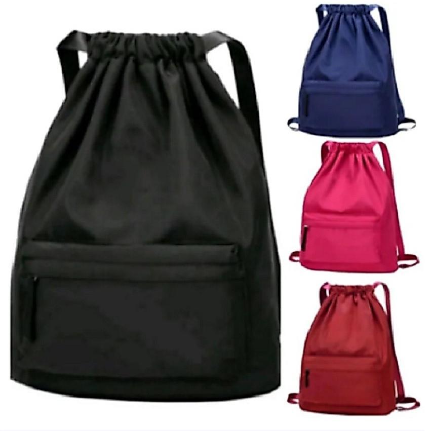 official tas serut gendong kantong cargo polos - tas serut drawstring backpack gamblok bahan canvas 