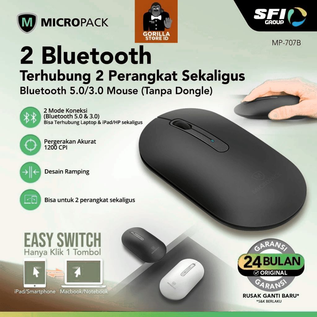 Micropack Dual Bluetooth Mouse 5.0/3.0 Inspire 2 (MP-707B)