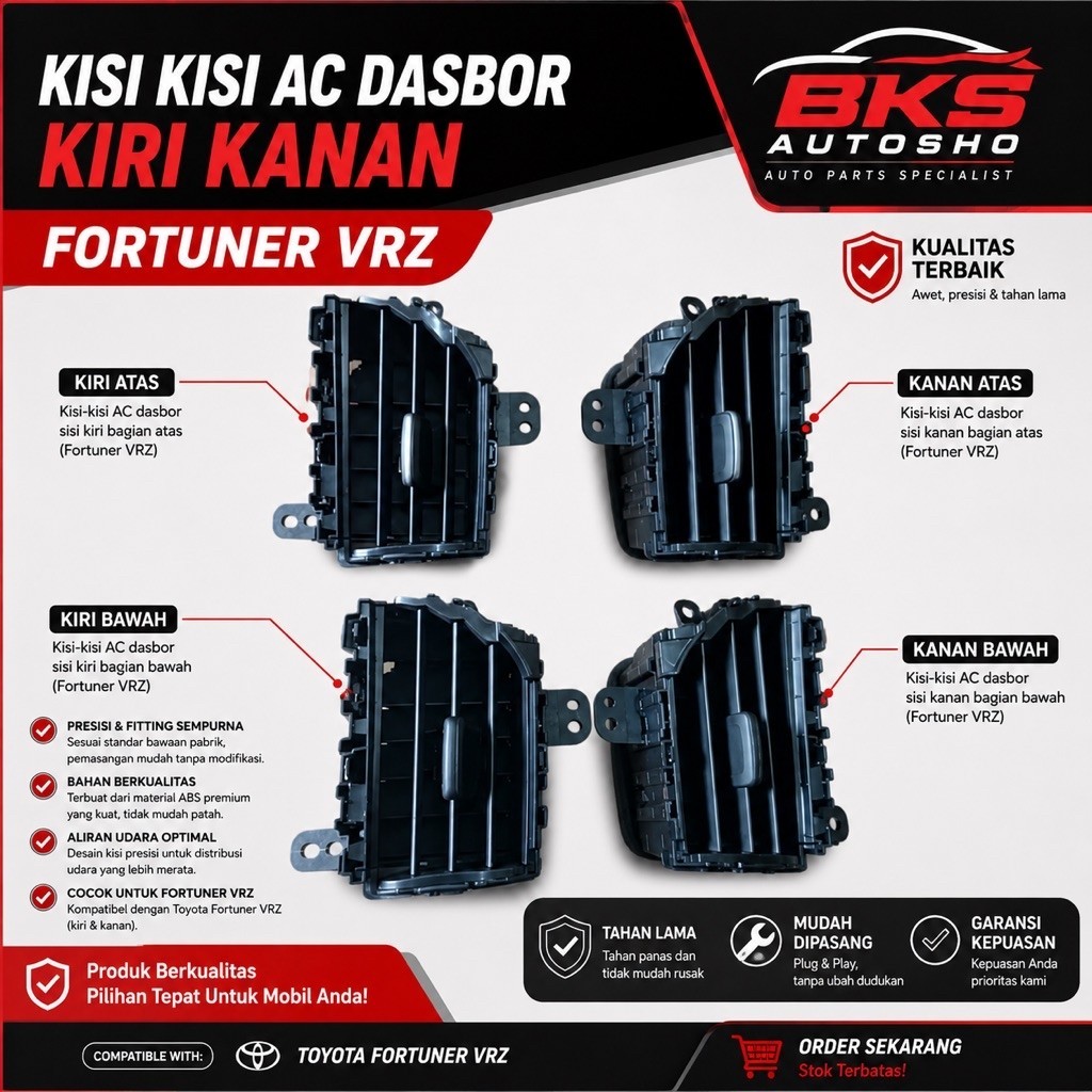 kisi kisi AC dasbor kiri kanan Fortuner vrz