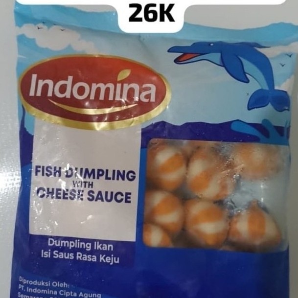 Dumpling Ikan isi Keju Indomina 500gr Fish Dumpling with Cheese topping seblak. Frozen Food Instan P