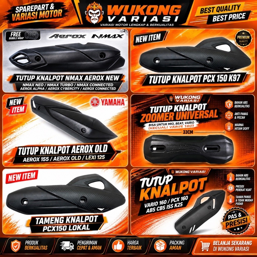 COVER TUTUP TAMENG KNALPOT YAMAHA AEROX NMAX LEXI 125 155 CONNECTED ALPHA TURBO NEW COVER KNALPOT NM