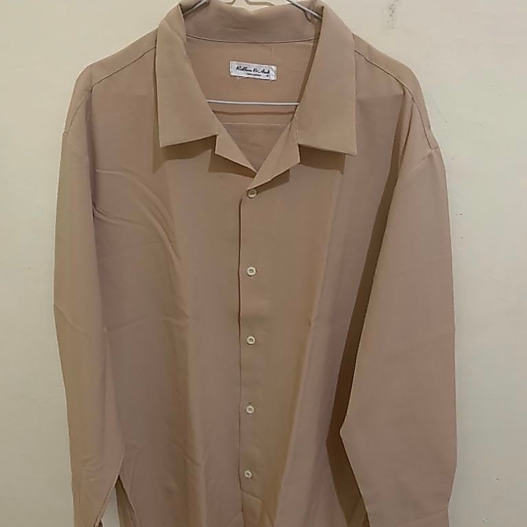 Kemeja polos Open Collar Cream Beige by Reborn and Audi made in Korea