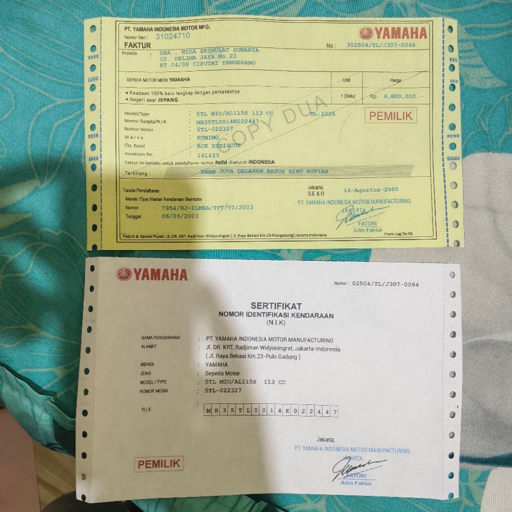 Aksesoris faktur perlengkapan kendaraan