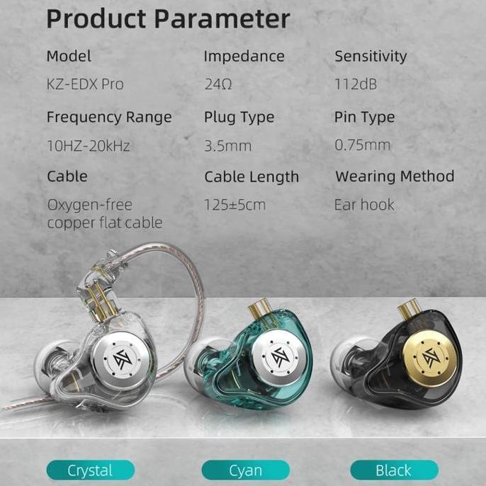 KZ EDX Pro IEM Earphone with Mic In Ear Monitor Stage Basshead 1DD
