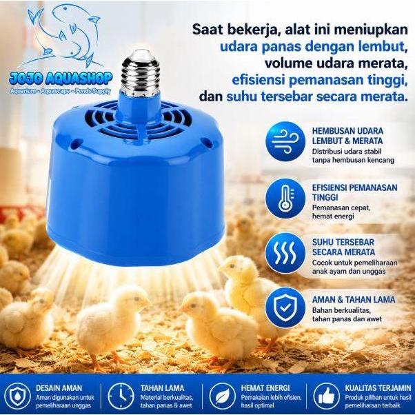 Kipas Blower Pemanas Reptil Unggas Kura Ayam Burung Kadal Ular Heater Fan Doc Anak Ayam