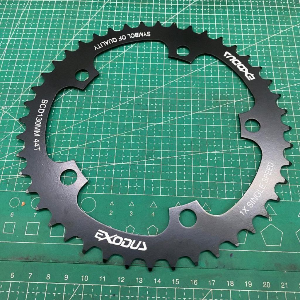 Chainring Single Speed 44T 46T 48T Exodus BCD 130 Fixie Chain Ring Hitam Sepeda MTB Folding Fixie 44