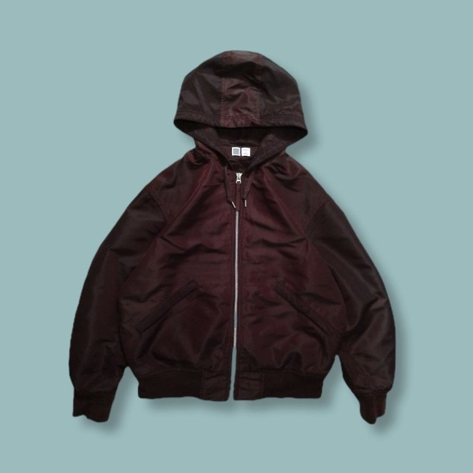 UniqueCasual - Jaket Uniqlo Hoodied MA-1 Military Bloseon Dark Brown Second