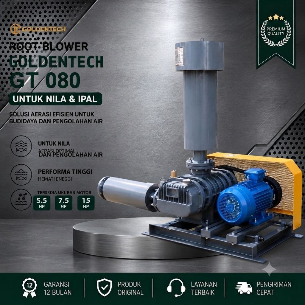 Root Blower Goldentech Type GT 080 Power 7.5Hp 5.5Kw Untuk Nila & Ipal