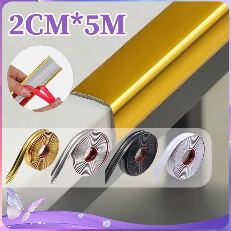 NEW 5Meter list plat strip mirror sticker gold wall moulding stiker molding dinding tempel stiker wa