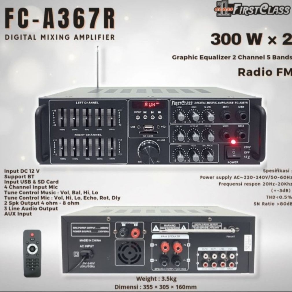 FIRSTCLASS FC-A367R DIGITAL MIXING AMPLIFIER KARAOKE FCA367R