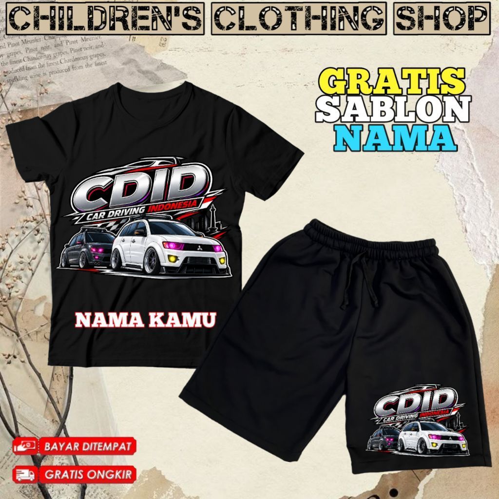 (BISA COD) Setelan Fashion Kaos Anak Baju Anak Celana Pendek Anak Modif Mobil Indonesia Set dan Stel