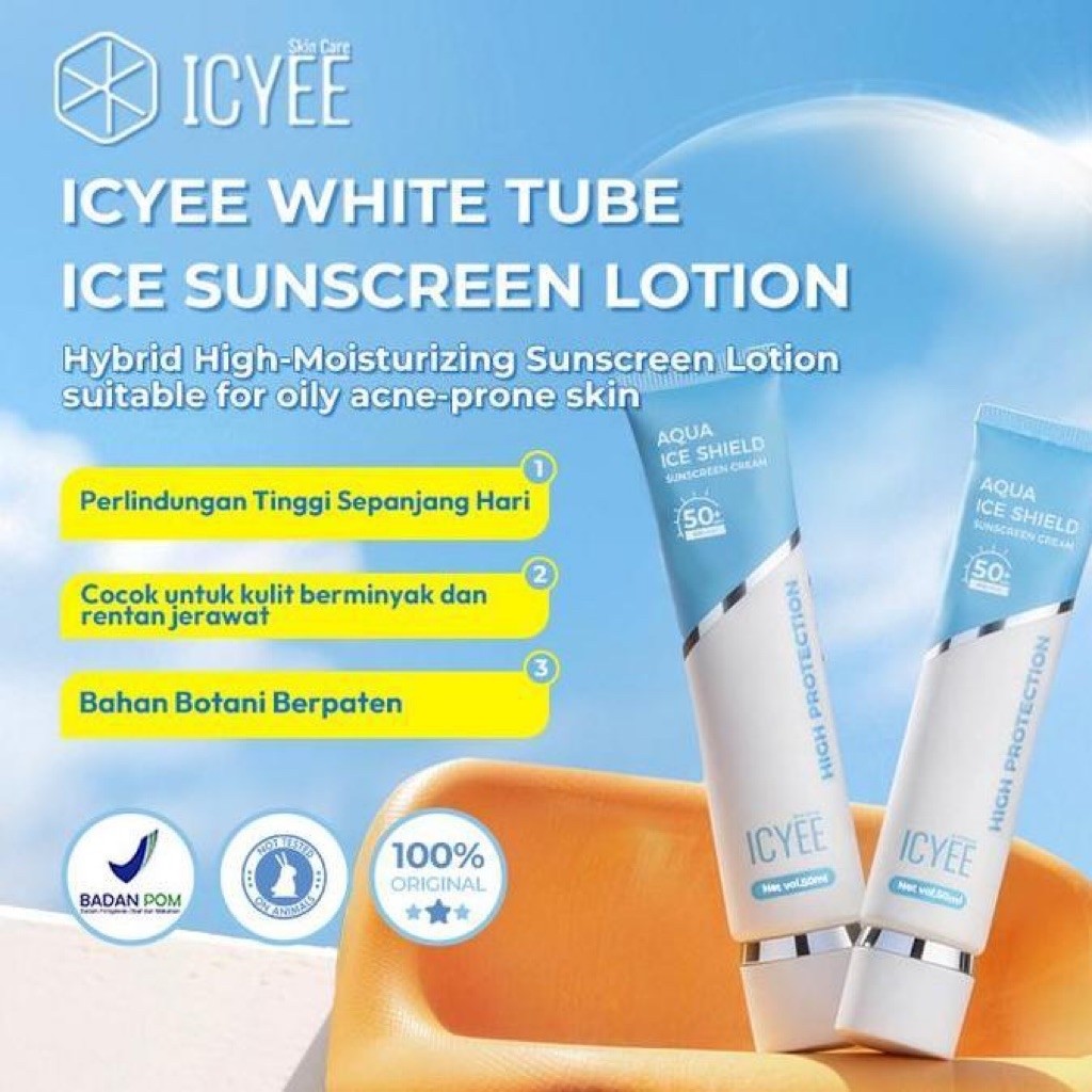 ICYEE AQUA ICE SHIELD SUNSCREEN CREAM 50ml Sunscreen Ringan SPF50+ PA++++