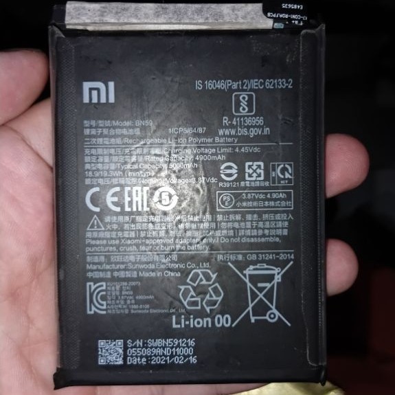 Baterai Redmi note 10/10s ori copotan