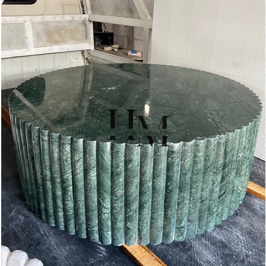 Coffe Table Verde Marble / Meja Marmer Hijau/Meja Tamu/Meja Ulir