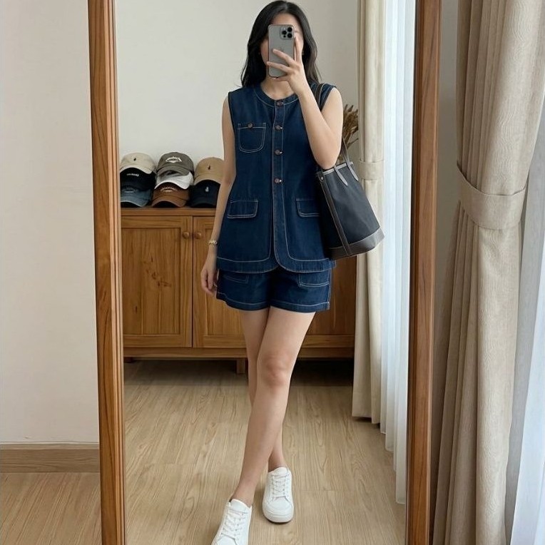 HEYBUYORBYE SIENNA DENIM SETELAN CELANA PENDEK WANITA JEANS PREMIUM WANITA