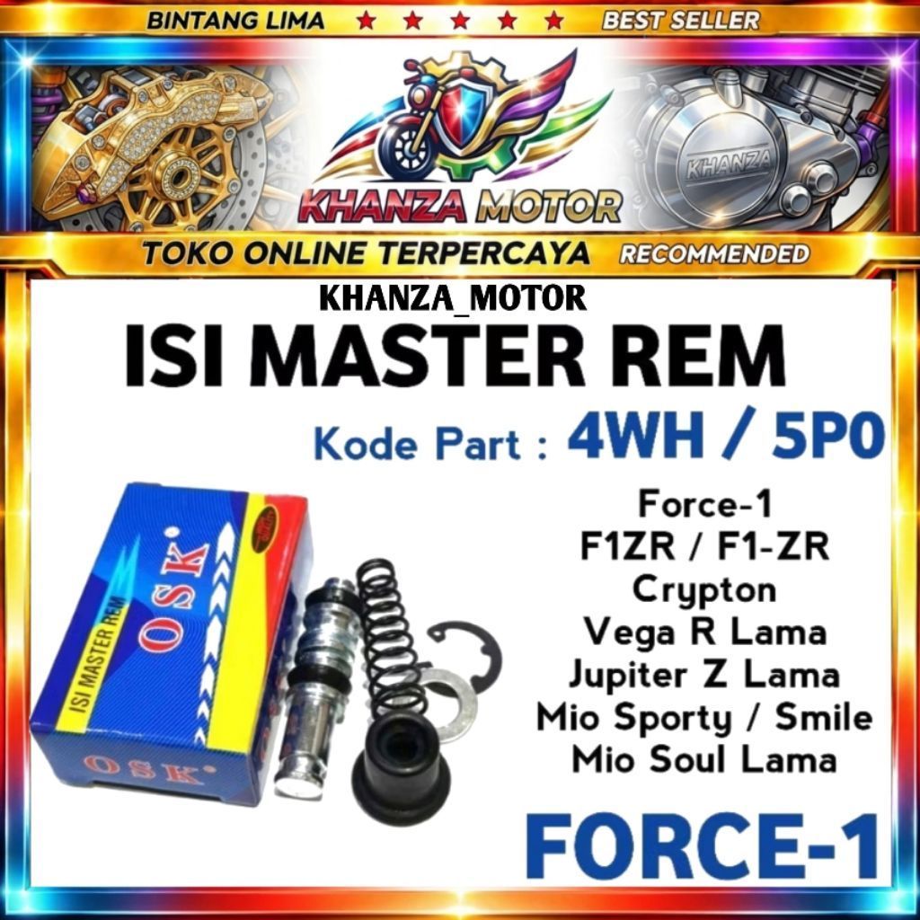 Isi Master Rem Force-1 Kode Part 4WH/5P0 untuk F1ZR Crypto Vega R Jupiter Z Mio Sporty / isi master 