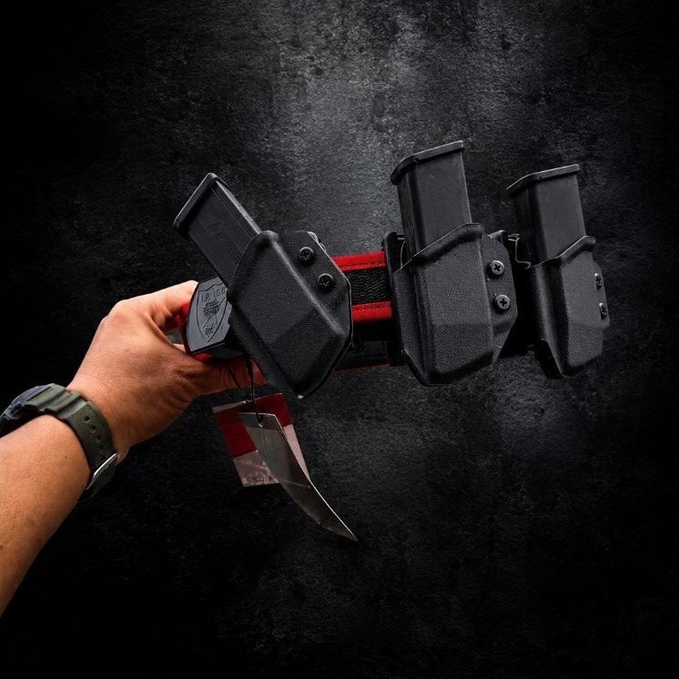 IPSC Open Class Competition magazine mag pouch holster set ( 3 mag - Hitam