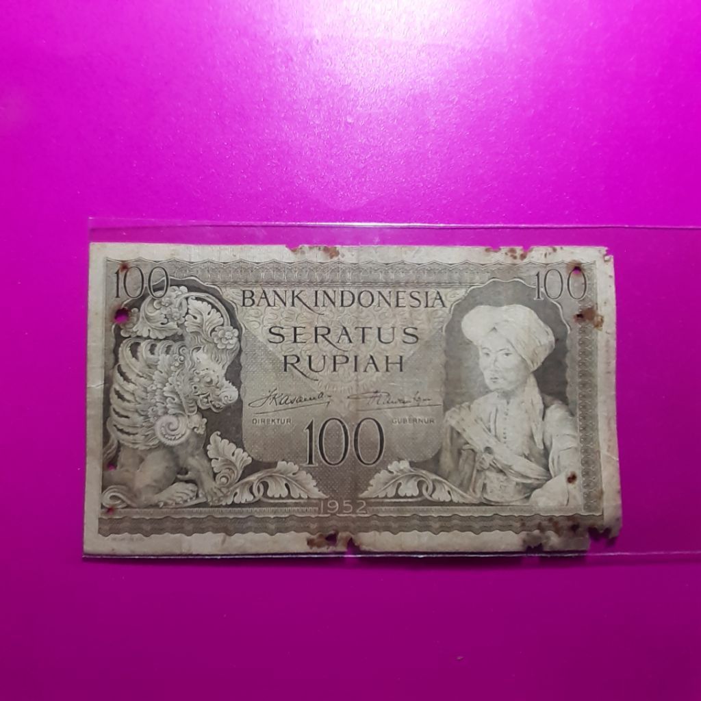 uang kuno 100 rupiah budaya 1952