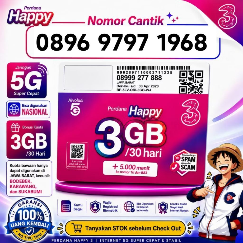 Nomor cantik Tri seri tahun lahir super cantik