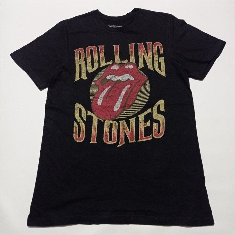 Kaos Band The Rolling Stones Official Merchandise ©2023 Warna Hitam Size S Second Brand Rolling Ston