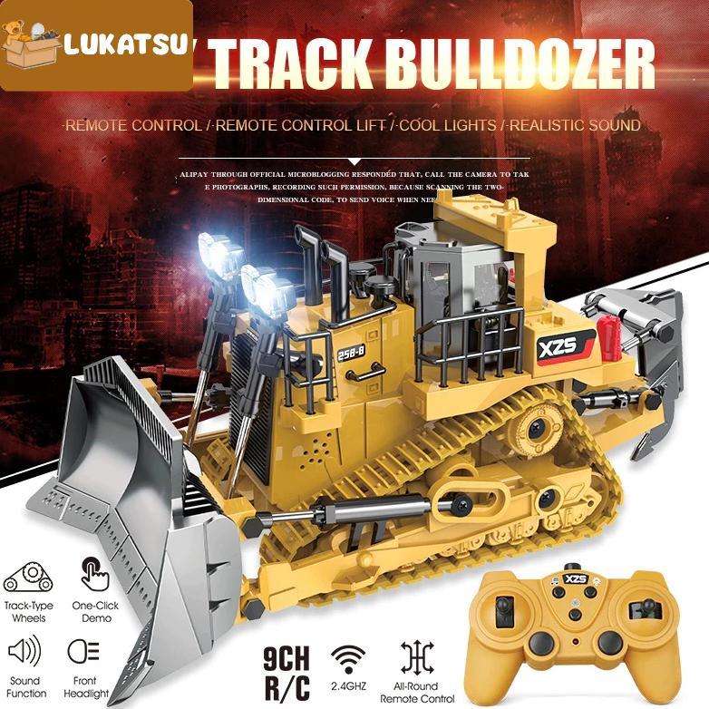 TERLARIS Mainan Bulldozer Remote Control Bulldozer RC Mainan Mobil Kontruksi Front Loader Lampu +Sua