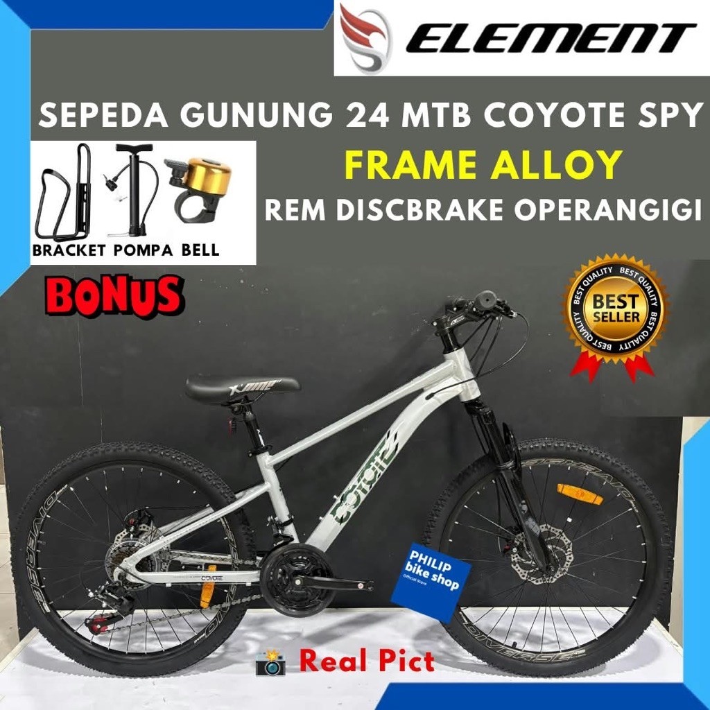 Sepeda Gunung MTB 24 Element Coyote SPY Frame Alloy Terbaru