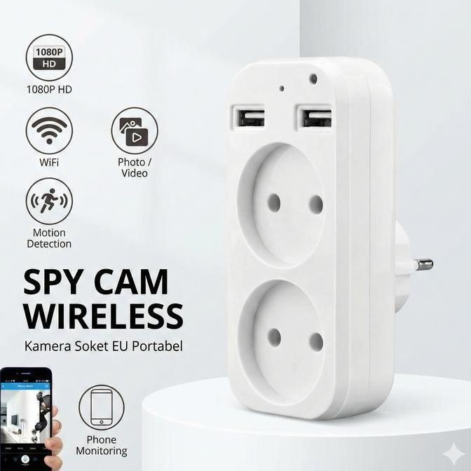 Teknobi Spy Kamera CCTV Mini Socket USB Camera CCTV Kecil colokan bulat pantau Jarak Jauh lewat hp W