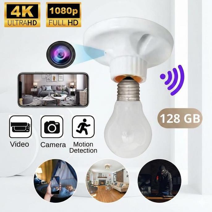 Teknobi Camera Cctv Mini Socket Wireless Fitting Lampu Kamera Mini cctv  kecil