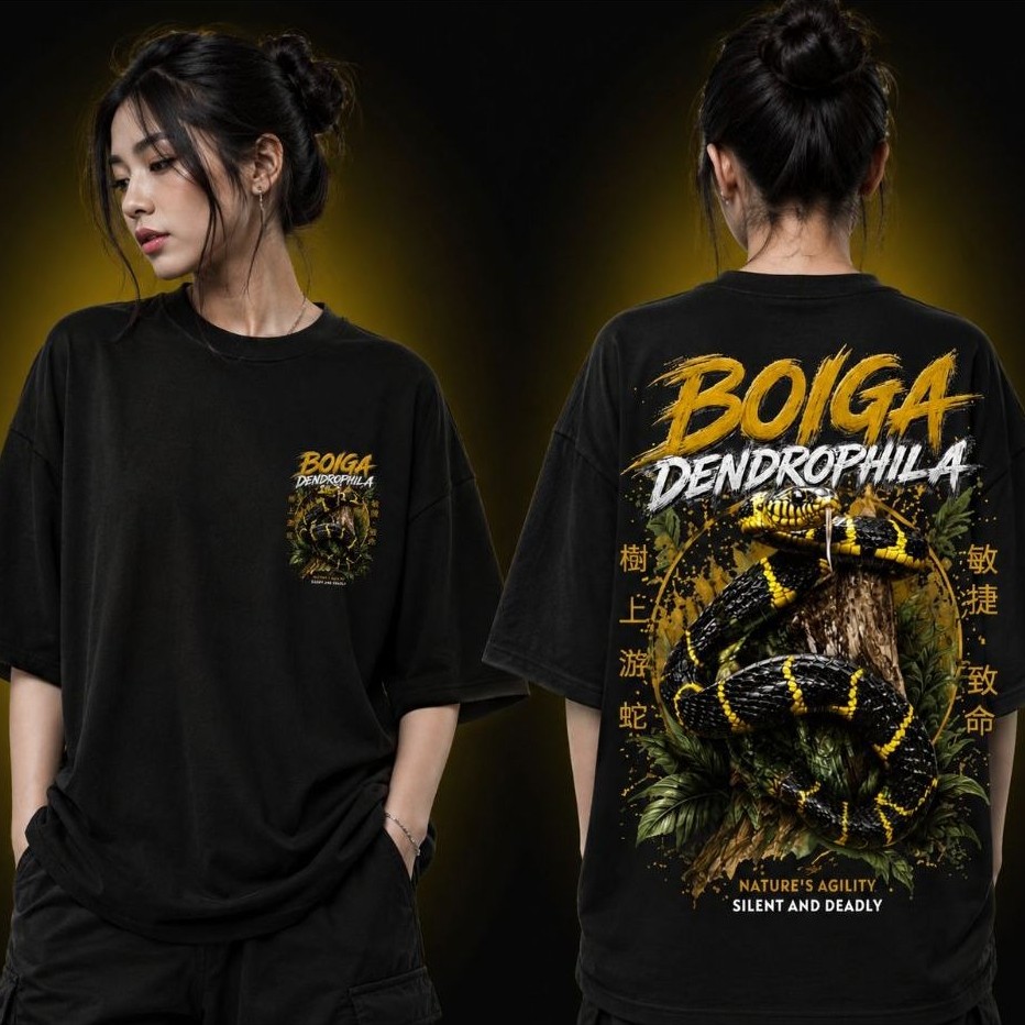 KORIN Basic T-Shirt Reptil Boiga Dendrophila 100% Cotton 24s-170 gsm2 Pre-shrunk Lengan Pendek
