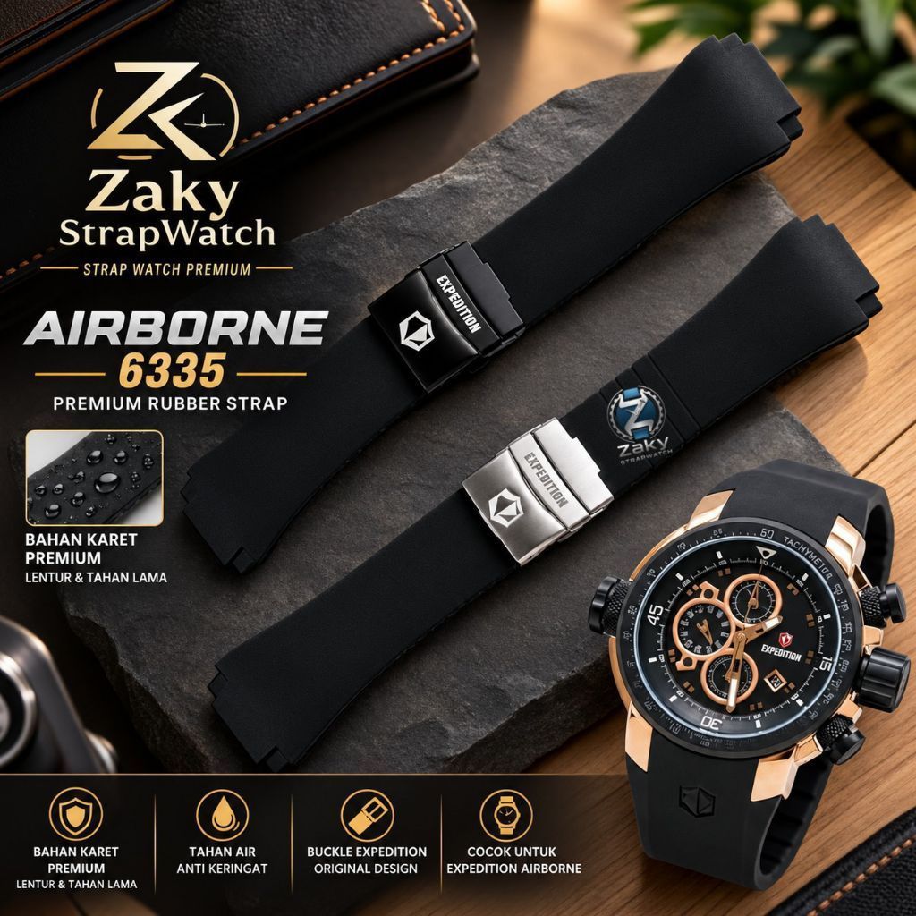 Strap Tali Jam Tangan EXPEDITION 6335 Tali Jam Karet Silikon AIRBONE