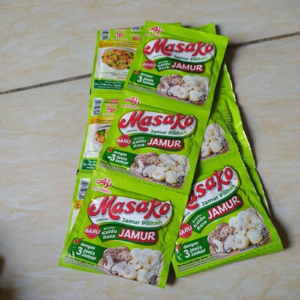Masako Kaldu Jamur 10g Renteng Isi 12 Sachet / Masako Kaldu Jamur