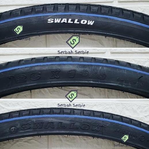 BAN LUAR SEPEDA 26X1 3/8 SWALLOW 590 26 X 1 3 per 8 HITAM PUTIH CTB PHOENIX JENGKI POLYGON SIERRA