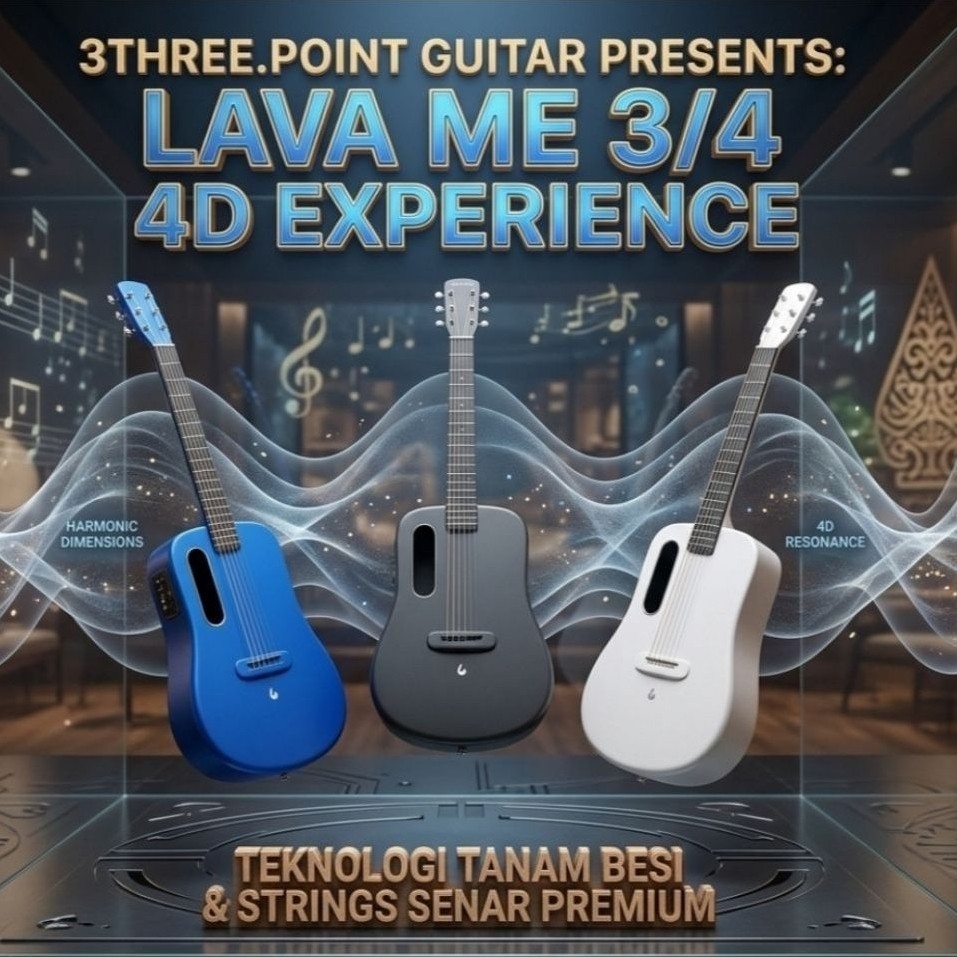 GITAR PREMIUM LAVA 3/4 FREE PACKING KAYU - SENAR CADANGAN - TANAM BESI LVA ME SENAR STRING GUITAR