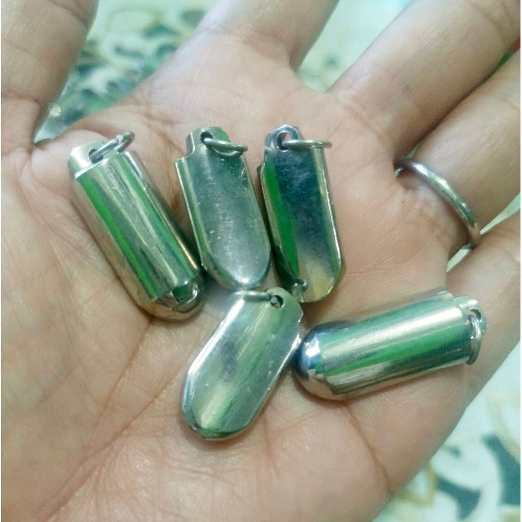 paket, 10 pcs, 20 pcs, Liontin monel stainless tebal motif setengah tabung