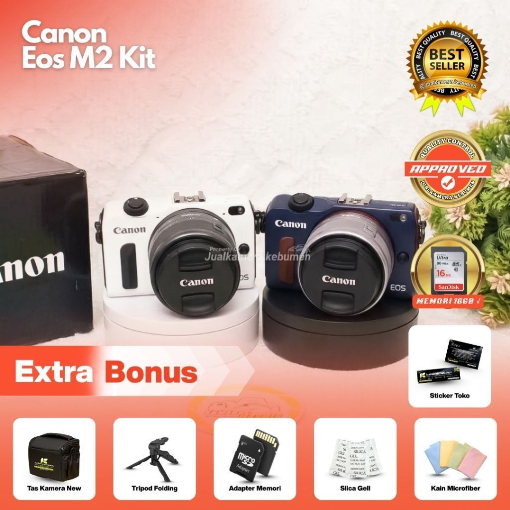 CANON EOS M2 / Canon Eos M2 Wifi Layar Sentuh Normal Siap Pakai / Mirrorless Canon M2 Murah