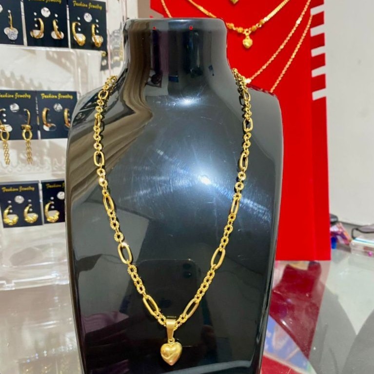 kalung rantai bambu Boba asli Titanium lapis emas 23karat anti luntur awet tahunan