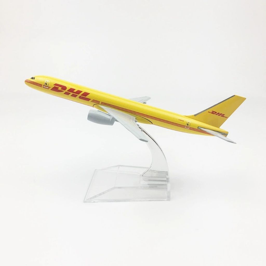 16CM DHL B757 / 757 MINIATUR PESAWAT DIECAST BESI METAL PAJANGAN DISPLAY