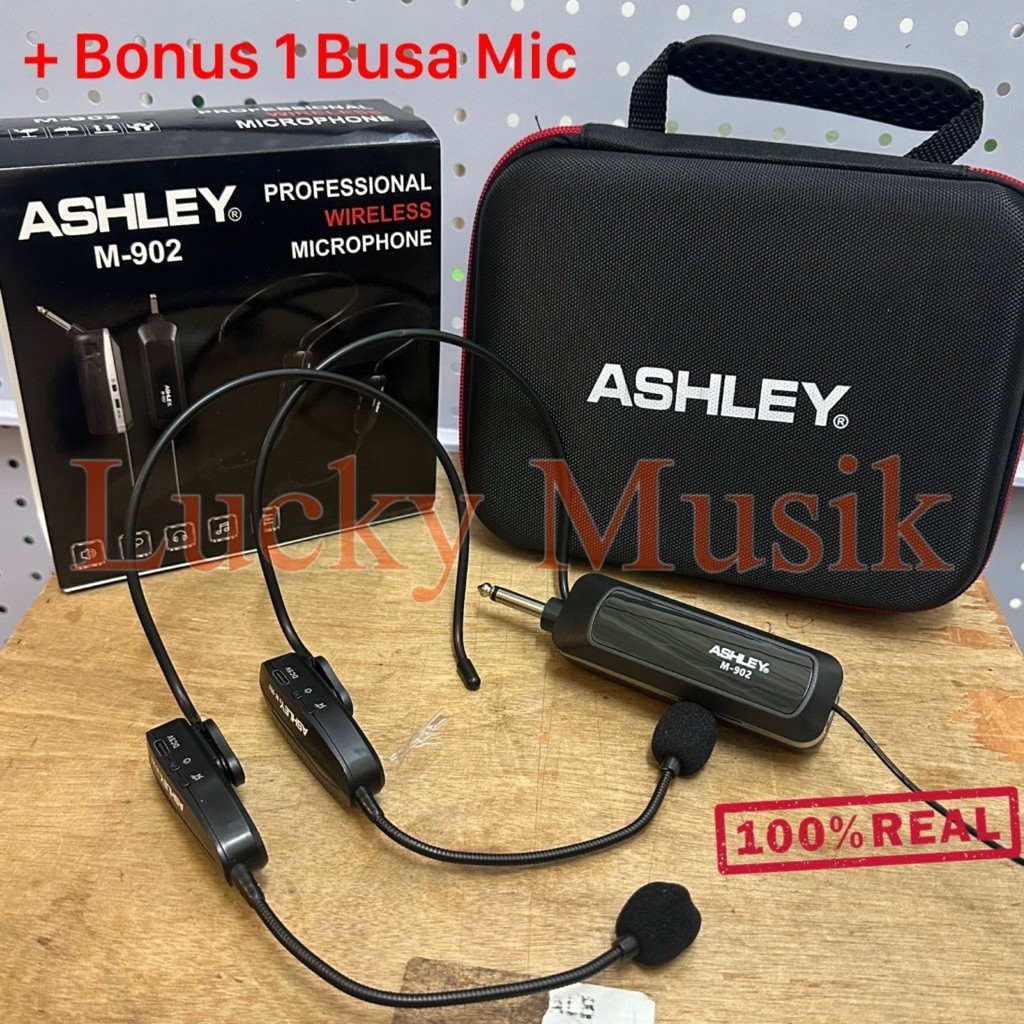 Mic Wireless Ashley MRH 200 - MRC 200 - MRH 100 - MRC 100 Headset dan Jepit Original Bando dan Clip 