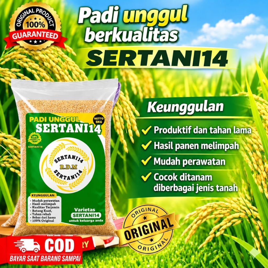 BENIH PADI SERTANI(14) KEMASAN 5kg KUALITAS BENIH PADI UNGGUL