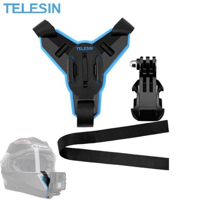 Ghiselijaya_ Telesin Gopro Go Pro Action Camera Cam Helmet Mount Chain Strap Helm Holder Motorcycle 