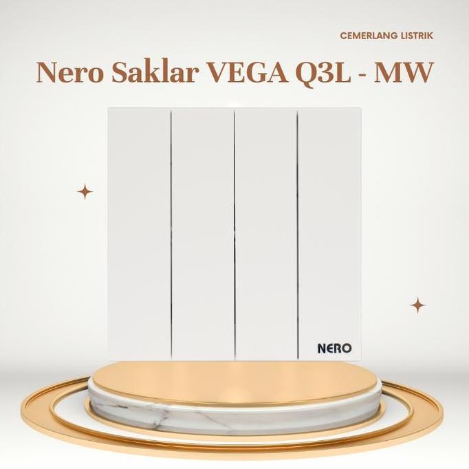 Saklar 4 Gang Nero - Saklar 4 Tombol Nero Vega Q3L1641 - Mw Putih