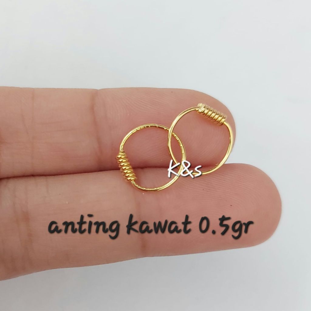 anting bayi kawat 0.5gr perak 925 asli lapis mas kuning