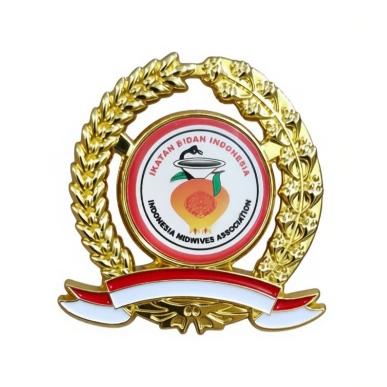 PIN IBI LOGO BARU MODEL PIN PADI KAPAS / LENCANA IBI BAHAN KUNINGAN KRUM
